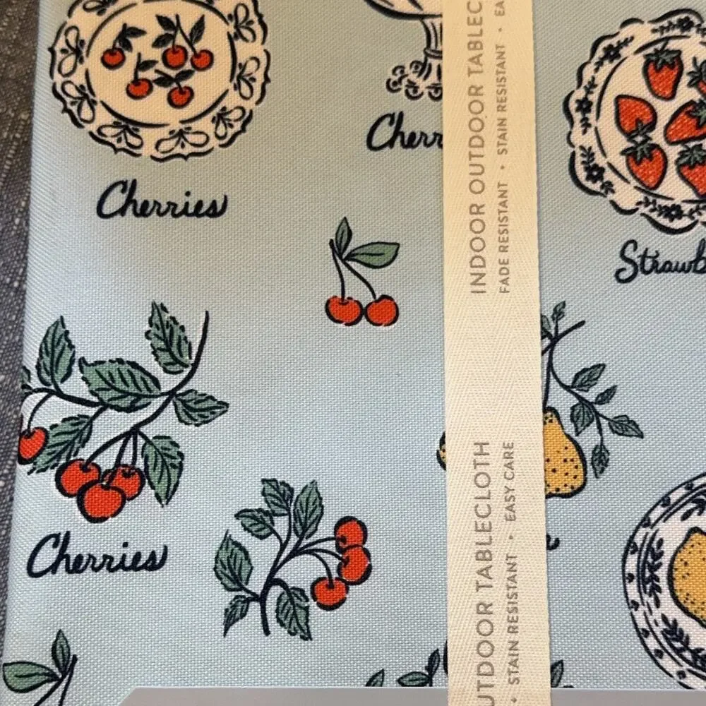 Oblong Tablecloth 60x84 Fruit Pattern Fade Stain Water Repellent picnic summer